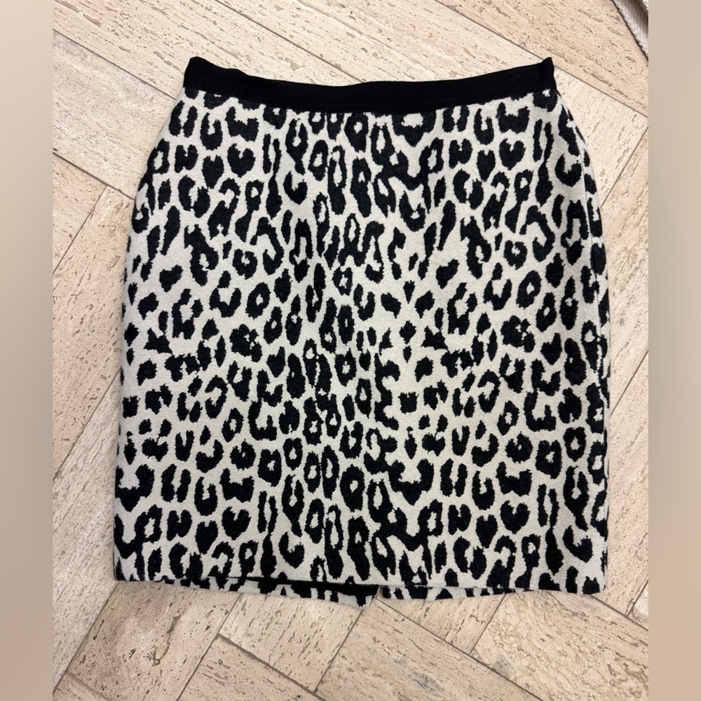 Ann Taylor Black and White Animal Print Mini Skirt